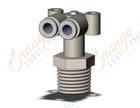 SMC KQ2LU04-02NS fitting, branch union elbow, KQ2 FITTING (sold in packages of 10; price is per piece)