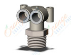 SMC KQ2LU10-04NS fitting, branch union elbow, KQ2 FITTING (sold in packages of 10; price is per piece)