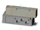 SMC VQ5300-3W1-04T valve, 3 position, plug-in(ac), VQ5000 VALVE, SOL 5 PORT