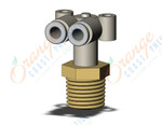 SMC KQ2LU04-02AS fitting, branch union elbow, KQ2 FITTING (sold in packages of 10; price is per piece)
