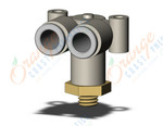 SMC KQ2LU06-M6A fitting, branch union elbow, KQ2 FITTING (sold in packages of 10; price is per piece)