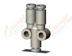 SMC KQ2U02-00A fitting, branch y, KQ2 FITTING (sold in packages of 10; price is per piece)