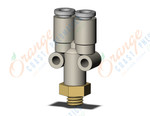 SMC KQ2U04-M6A fitting, branch y, KQ2 FITTING (sold in packages of 10; price is per piece)