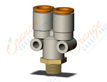 SMC KQ2U09-01AS fitting, branch y, KQ2 FITTING (sold in packages of 10; price is per piece)