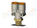 SMC KQ2U11-02AS fitting, branch y, KQ2 FITTING (sold in packages of 10; price is per piece)