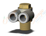SMC KQ2Z08-02AS fitting, br uni male elbow, KQ2 FITTING (sold in packages of 10; price is per piece)