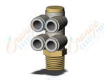 SMC KQ2ZD06-02AS fitting, dble br uni male elbo, KQ2 FITTING (sold in packages of 10; price is per piece)