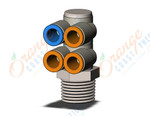 SMC KQ2ZD09-37NS fitting, dbl brnch univ m/elbw, KQ2 FITTING (sold in packages of 10; price is per piece)