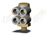 SMC KQ2ZD12-02AS fitting, dble br uni male elbo, KQ2 FITTING (sold in packages of 10; price is per piece)