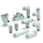 SMC 10-KJH23-M5 fitting, male connector cln rm, KJ MINI ONE TOUCH (sold in packages of 10; price is per piece)