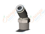 SMC KQ2K04-01NS fitting, 45 deg male elbow, KQ2 FITTING (sold in packages of 10; price is per piece)