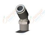 SMC KQ2K06-01NS fitting, 45 deg male elbow, KQ2 FITTING (sold in packages of 10; price is per piece)