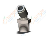 SMC KQ2K06-02NS fitting, 45 deg male elbow, KQ2 FITTING (sold in packages of 10; price is per piece)