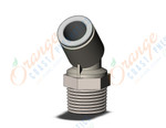 SMC KQ2K10-03NS fitting, 45 deg male elbow, KQ2 FITTING (sold in packages of 10; price is per piece)