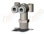 SMC KQ2LU04-01NS fitting, branch union elbow, KQ2 FITTING (sold in packages of 10; price is per piece)