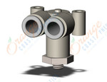 SMC KQ2LU06-M5N fitting, branch union elbow, KQ2 FITTING (sold in packages of 10; price is per piece)