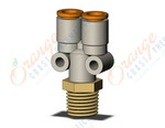 SMC KQ2U07-35A fitting, branch y, KQ2 FITTING (sold in packages of 10; price is per piece)