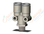 SMC KQ2U08-01NS fitting, branch y, KQ2 FITTING (sold in packages of 10; price is per piece)