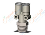 SMC KQ2U08-03NS fitting, branch y, KQ2 FITTING (sold in packages of 10; price is per piece)