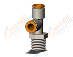 SMC KQ2Y07-35NS fitting, male run tee, KQ2 FITTING (sold in packages of 10; price is per piece)