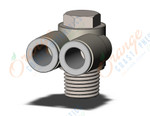 SMC KQ2Z08-02NS fitting, br uni male elbow, KQ2 FITTING (sold in packages of 10; price is per piece)