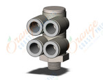 SMC KQ2ZD08-01NS fitting, dble br uni male elbo, KQ2 FITTING (sold in packages of 10; price is per piece)