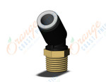 SMC KQ2K06-01AS-X35 fitting, 45 deg male elbow, KQ2 FITTING (sold in packages of 10; price is per piece)