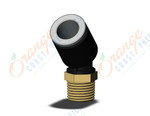 SMC KQ2K08-01AS-X35 fitting, 45 deg male elbow, KQ2 FITTING (sold in packages of 10; price is per piece)
