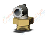 SMC KQ2L08-G03A fitting, male elbow, KQ2 FITTING (sold in packages of 10; price is per piece)