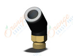 SMC KQ2K08-U01A-X35 fitting, 45 deg male elbow, KQ2(UNI) ONE TOUCH UNIFIT (sold in packages of 10; price is per piece)