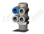 SMC KQ2ZD08-03N fitting, dble br uni male elbo, KQ2 FITTING (sold in packages of 10; price is per piece)