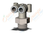 SMC KQ2LU06-02NP fitting, twin male elbow, KQ2 FITTING (sold in packages of 10; price is per piece)
