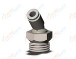 SMC KQ2K04-U02N fitting, 45 deg male elbow, KQ2(UNI) ONE TOUCH UNIFIT (sold in packages of 10; price is per piece)