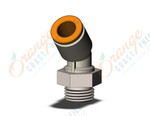 SMC KQ2K07-34NP fitting, 45 degree elbow, KQ2 FITTING (sold in packages of 10; price is per piece)