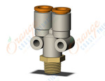 SMC KQ2U07-34A fitting, branch y, KQ2 FITTING (sold in packages of 10; price is per piece)