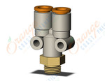 SMC KQ2U07-34AP fitting, branch y, KQ2 FITTING (sold in packages of 10; price is per piece)