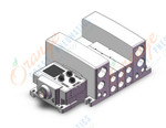 SMC VV5QC41-0303TSD6EA3N mfld, plug-in, VV5QC41 MANIFOLD VQC 5-PORT