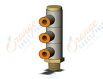 SMC KQ2VT03-34AS1 fitting, trpl uni male elbow, KQ2 FITTING (sold in packages of 10; price is per piece)