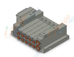 SMC SS5V2-10FD2-05U-C4 "ss5v 05 station manifold, 4/5 PORT SOLENOID VALVE