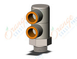 SMC KQ2VD13-37NP fitting, dble uni male elbow, ONE-TOUCH FITTING (sold in packages of 10; price is per piece)