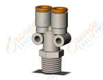 SMC KQ2U07-02NS fitting, branch y, ONE-TOUCH FITTING