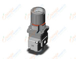 SMC ARG20K-F01G1-1 regulator w/ built in pressure gauge, REGULATOR, MODULAR F.R.L. W/GAUGE