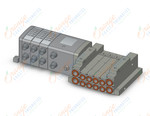 SMC SS5V2-W10S1YW32D-04B-C8 mfld, can open si unit, SS5V2 MANIFOLD SV2000