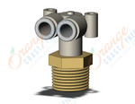 SMC KQ2LU06-03AS fitting, branch union elbow, KQ2 FITTING (sold in packages of 10; price is per piece)