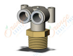 SMC KQ2LU10-04AS fitting, branch union elbow, KQ2 FITTING (sold in packages of 10; price is per piece)