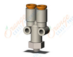 SMC KQ2U03-32N fitting, branch y, KQ2 FITTING (sold in packages of 10; price is per piece)