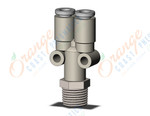 SMC KQ2U04-01NS fitting, branch y, KQ2 FITTING (sold in packages of 10; price is per piece)