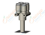 SMC KQ2XD06-08A fitting, double plug-in y, KQ2 FITTING (sold in packages of 10; price is per piece)