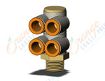 SMC KQ2ZD11-36AS fitting, dble br uni male elbo, KQ2 FITTING (sold in packages of 10; price is per piece)