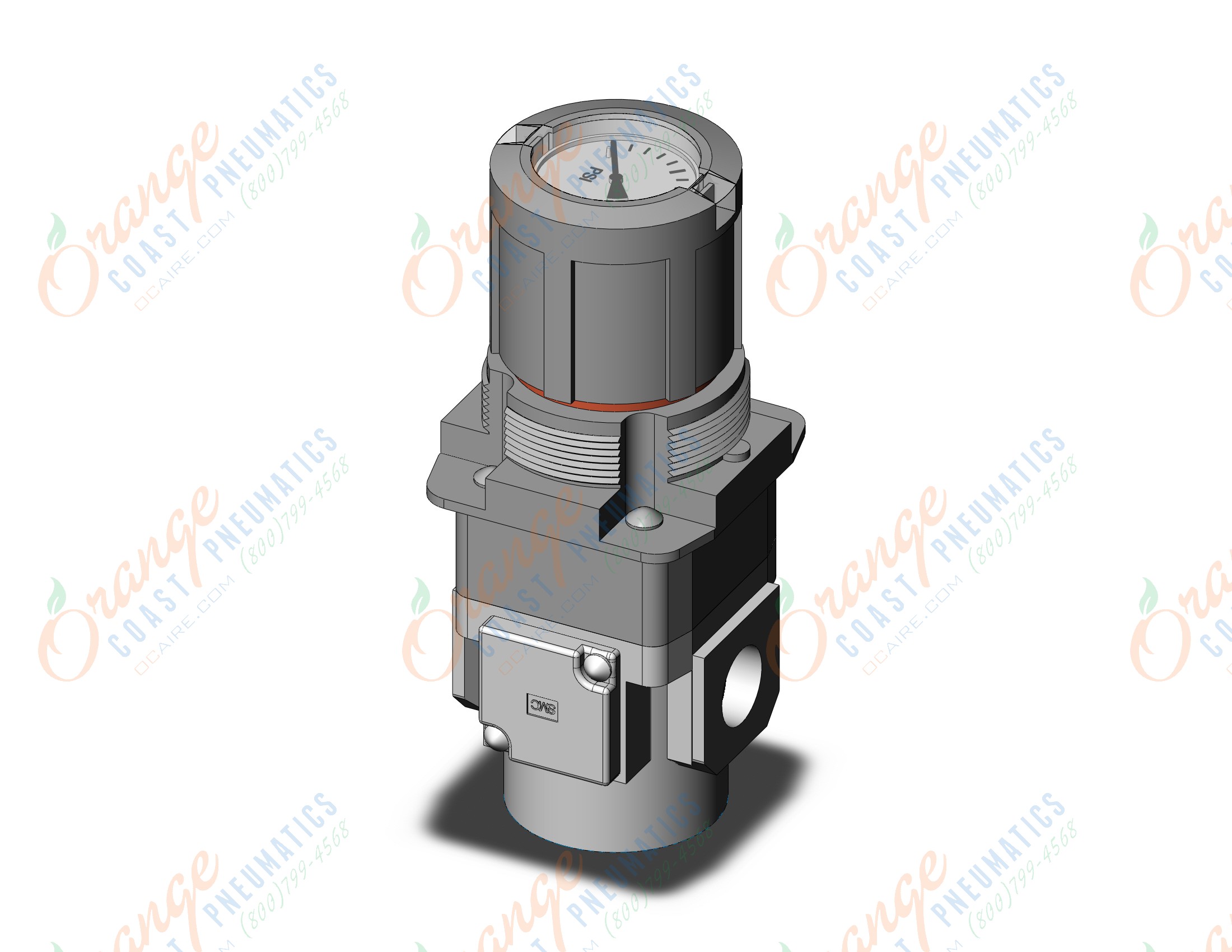 SMC ARG30K-N03G4-Z regulator, gauge-handle, ARG REGULATOR W/PRESSURE GAUGE